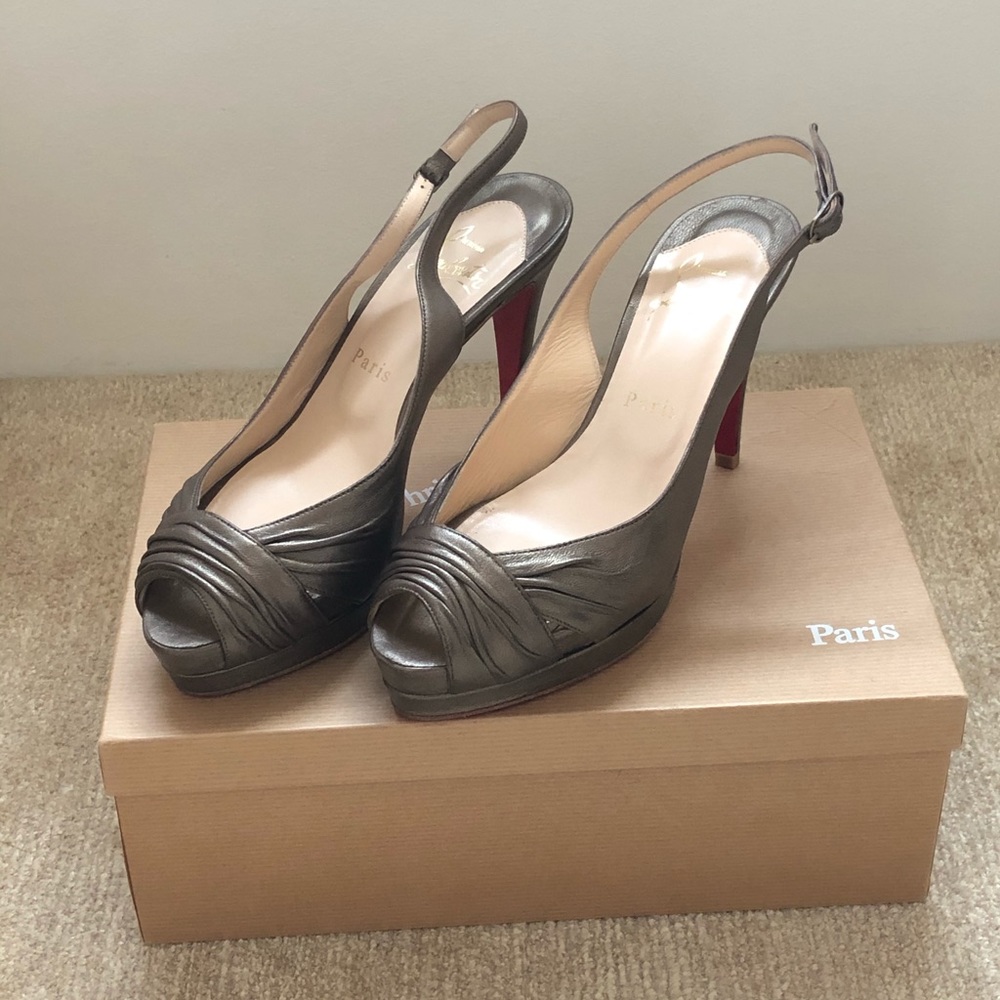 Louboutin Bronze Sandal Heels